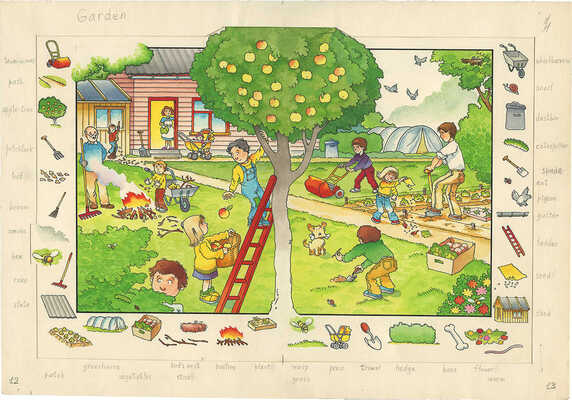 Беньяминсон Эрик Евгеньевич. Лот из двух иллюстраций к книге А.В. Назарова «1000 первых слов по-английски»